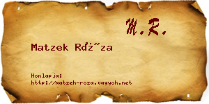 Matzek Róza névjegykártya